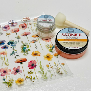 Satinee- Rubon Set, Mini Blumen, 4-teilig